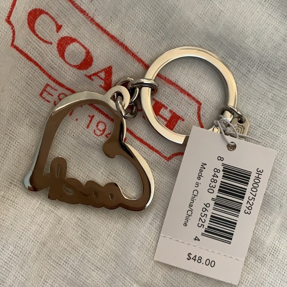 Coach Pave Script Heart Keychain - Picture 3 of 6